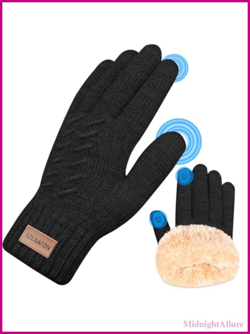 Winter Gloves for Women Men Fleece Lined Knit Touch Screen Thermal Warm